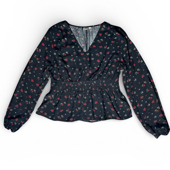 GAP Peplum Ditsy Floral Print Top Black Women's Size Medium - Picture 6 of 10